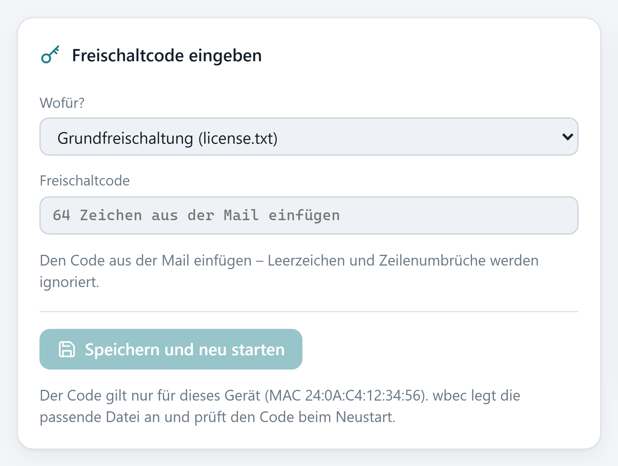 Freischaltung