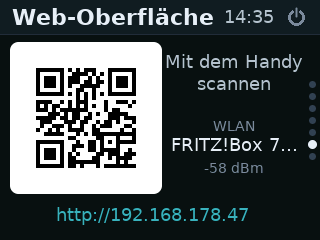 Display: QR-Code zur Weboberfläche